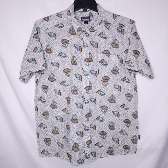 Patagonia Shirt Mens Large Floral Go To Sienna Clay Button Down Organic Cotton - Picture 2 of 11